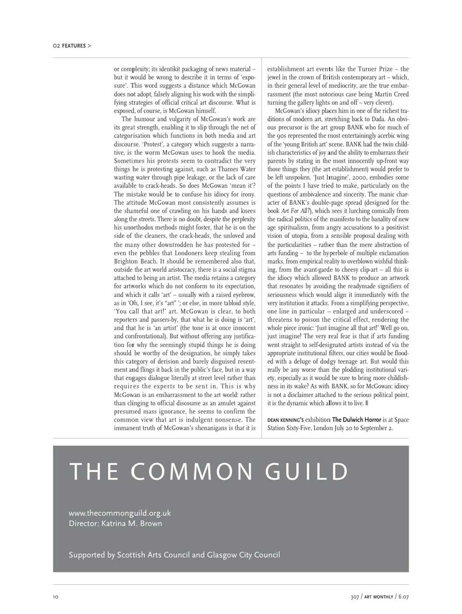 Dean Kenning Art, Politics, Idiocy